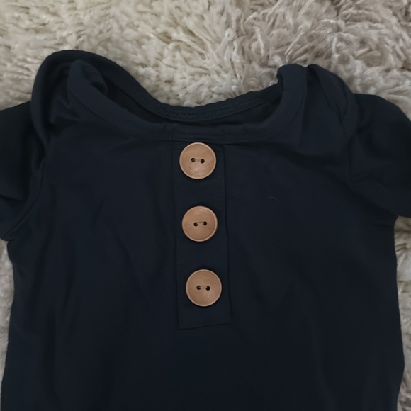 Caden Lane Dark Navy Blue Newborn Gown and Hat - Picture 3 of 6